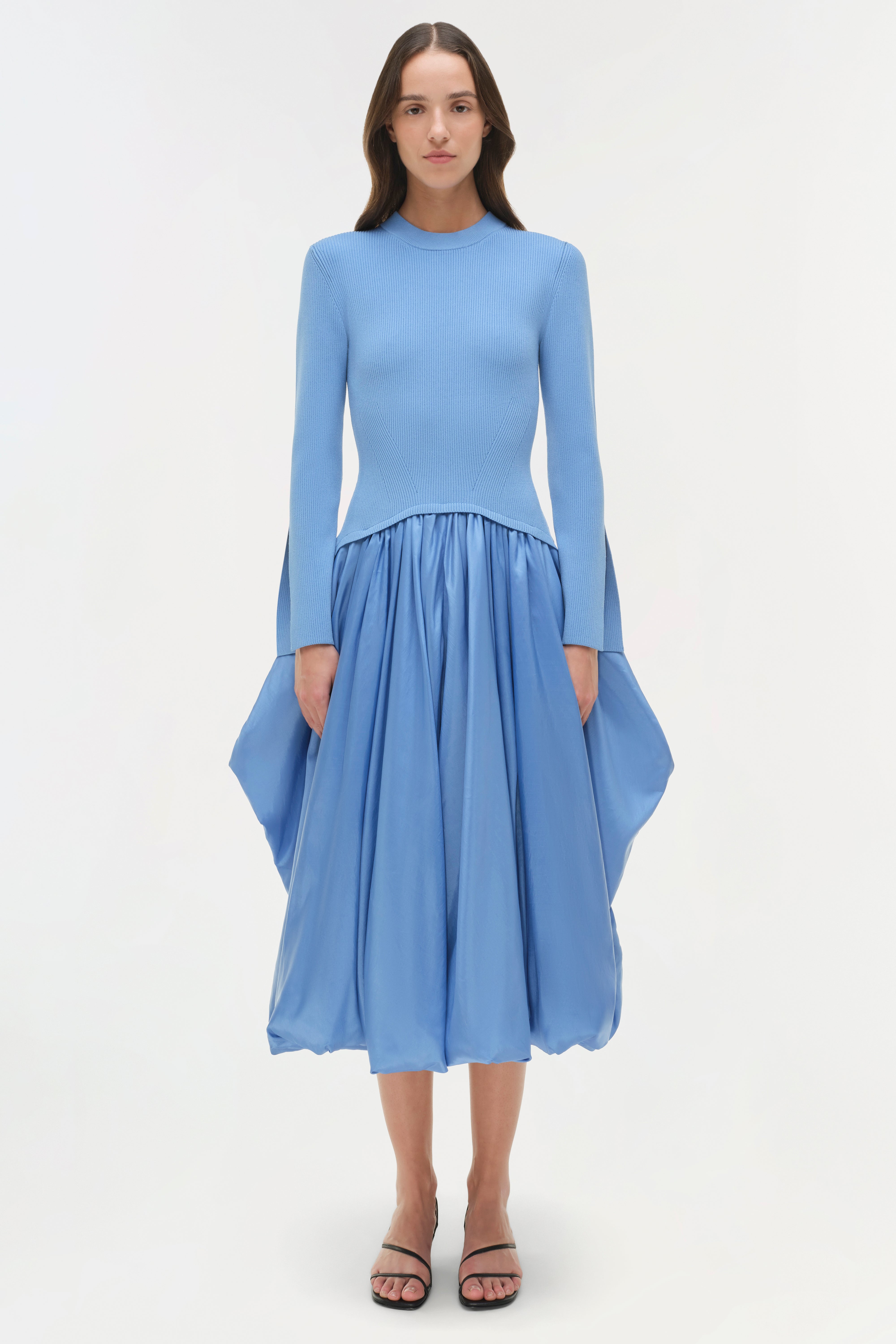 Kenlie Taffeta Knit Midi Dress Kenlie Taffeta Knit Midi Dress