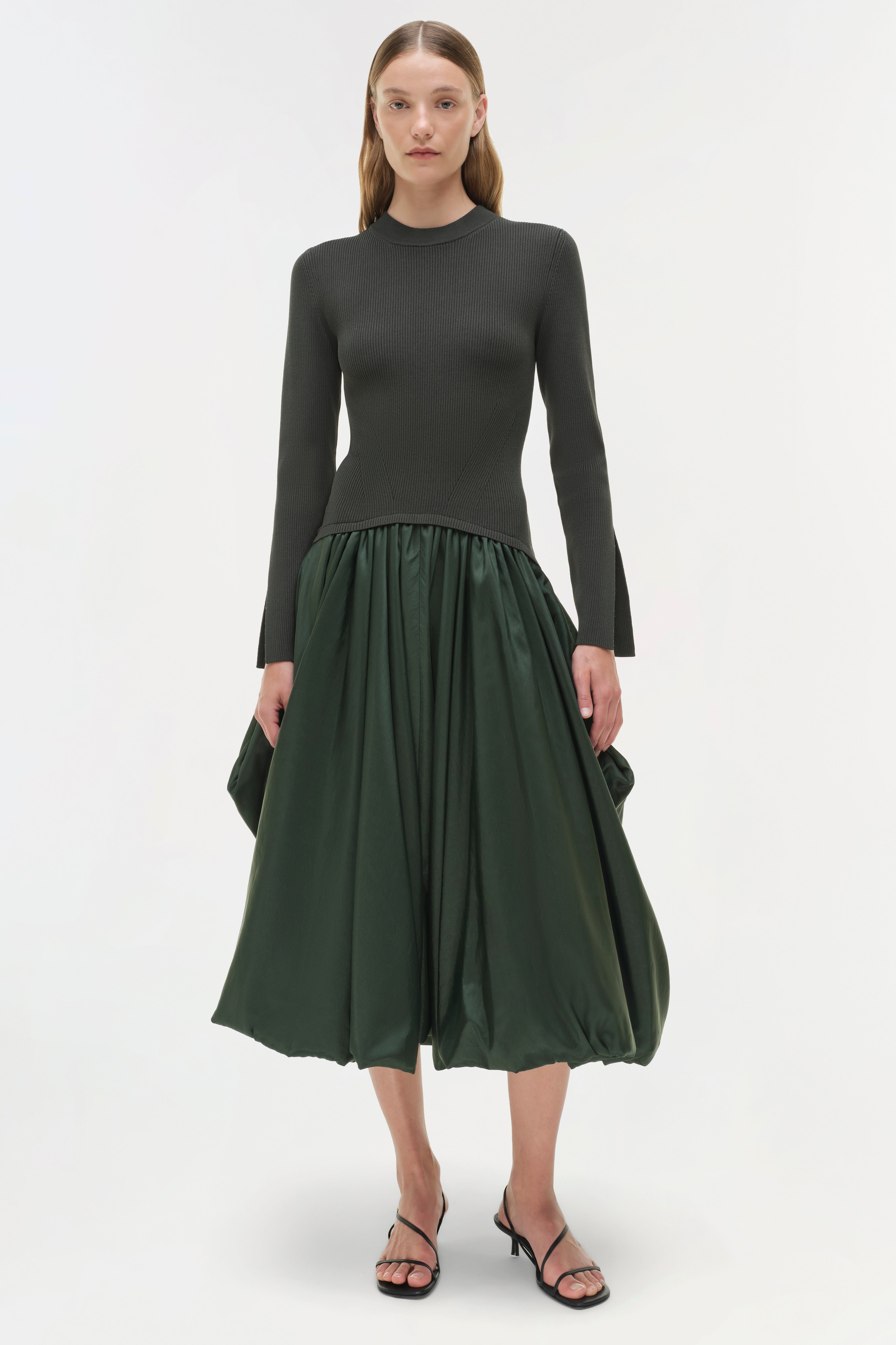 Kenlie Taffeta Knit Midi Dress Kenlie Taffeta Knit Midi Dress