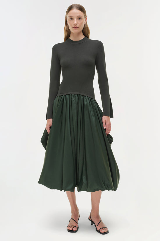 Kenlie Taffeta Knit Midi Dress