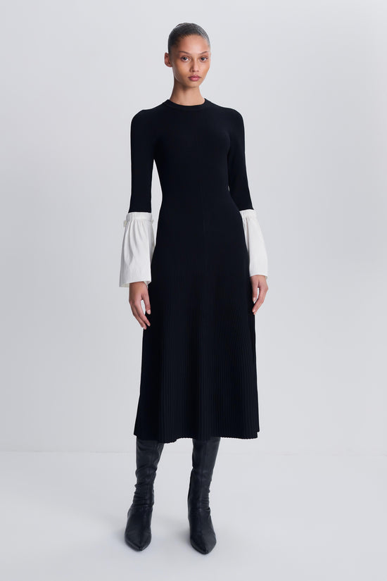 Maelle Taffeta Knit Midi Dress