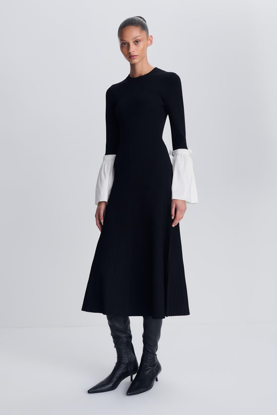 Maelle Taffeta Knit Midi Dress