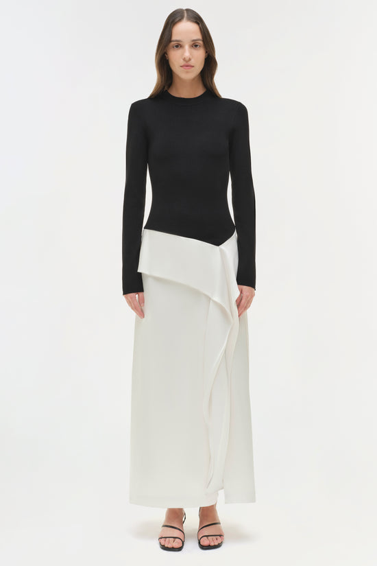 Ornella Knit Satin Midi Dress