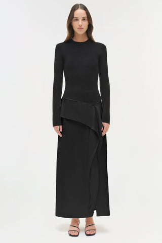 Ornella Knit Satin Midi Dress