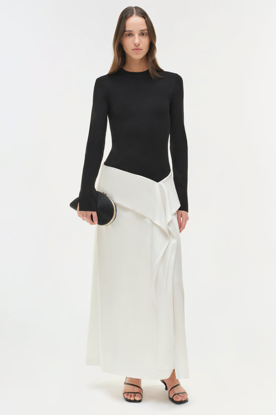 Ornella Knit Satin Midi Dress