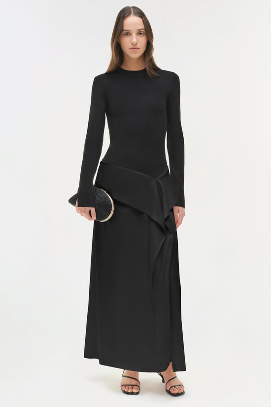 Ornella Knit Satin Midi Dress