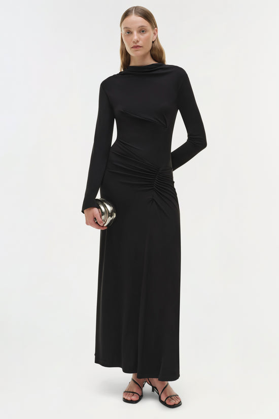 seferina draped long sleeve jersey dress Dina Draped Jersey Maxi Dress