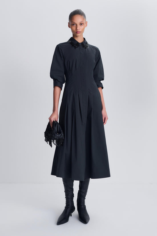 Jazz Embellished Pintuck Midi Dress