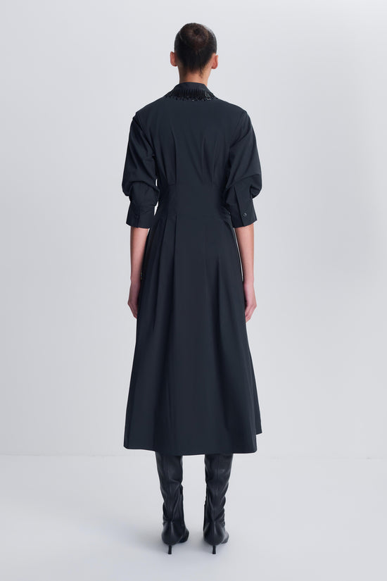 Jazz Embellished Pintuck Midi Dress