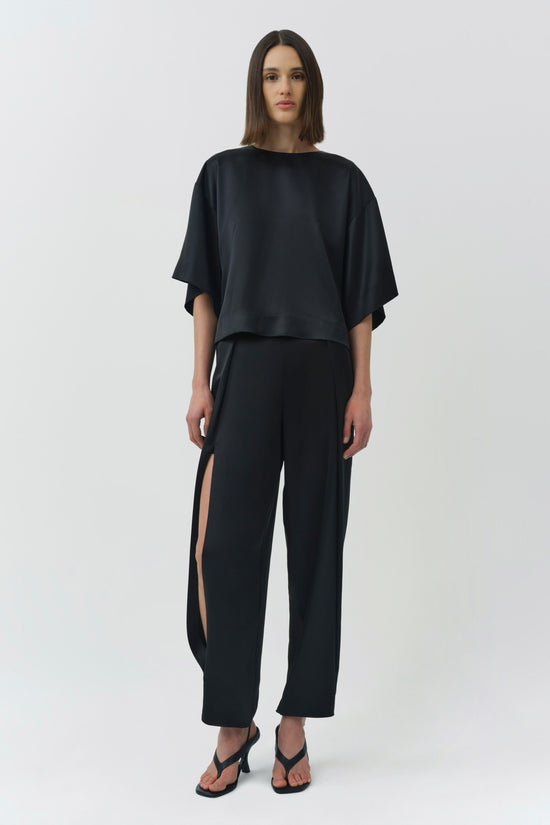 Faye Satin Side Slit Pant