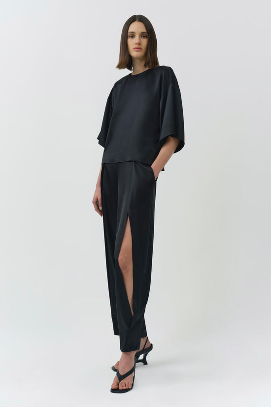 Faye Satin Side Slit Pant