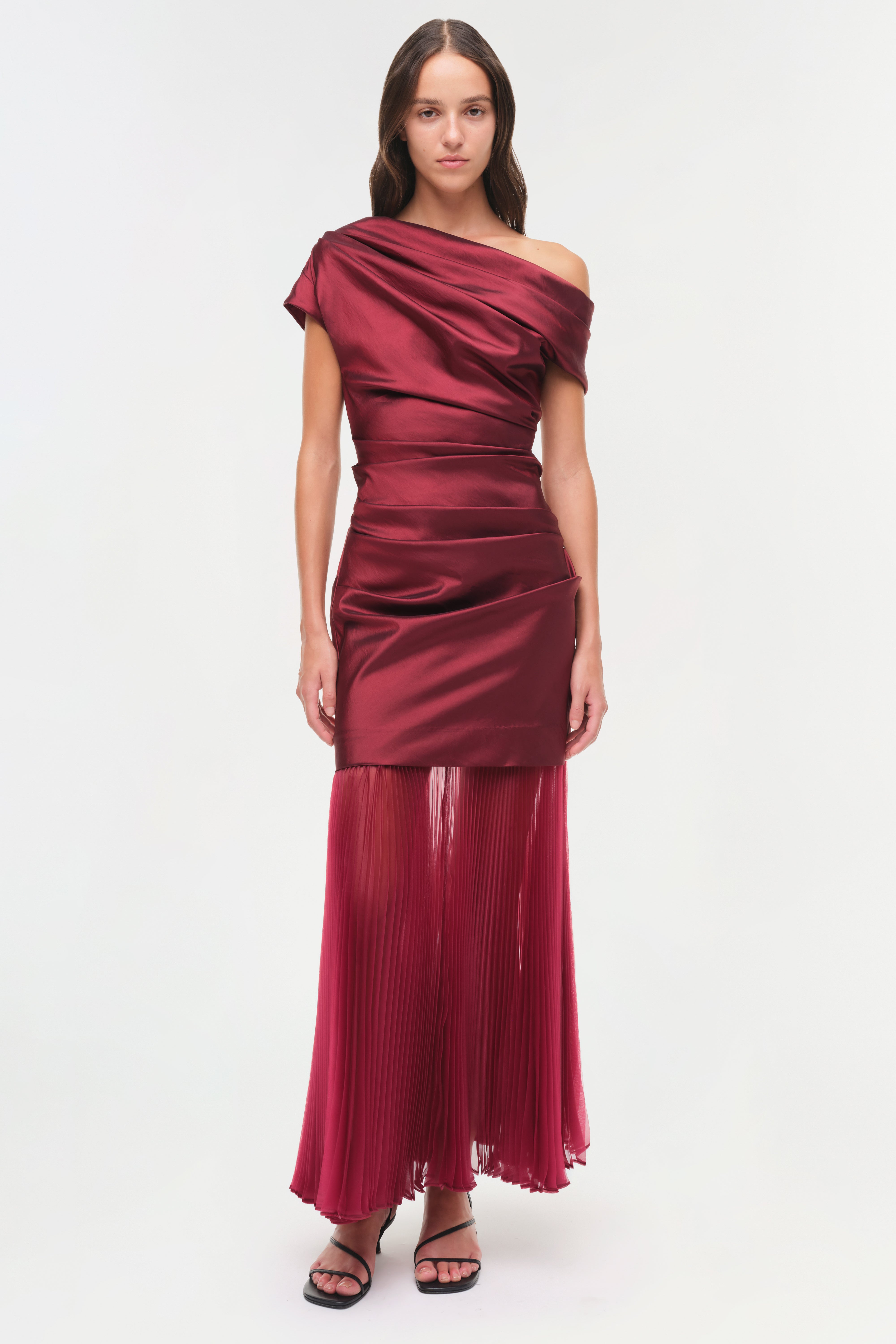 Simkhai Women's Ammalie Taffeta Midi Dress in Oxblood, Size 4