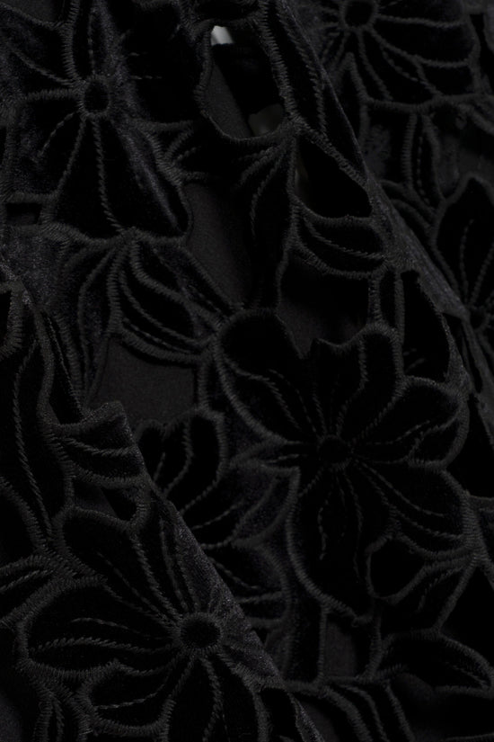 Thiora Velvet Embroidered Lace Midi Dress