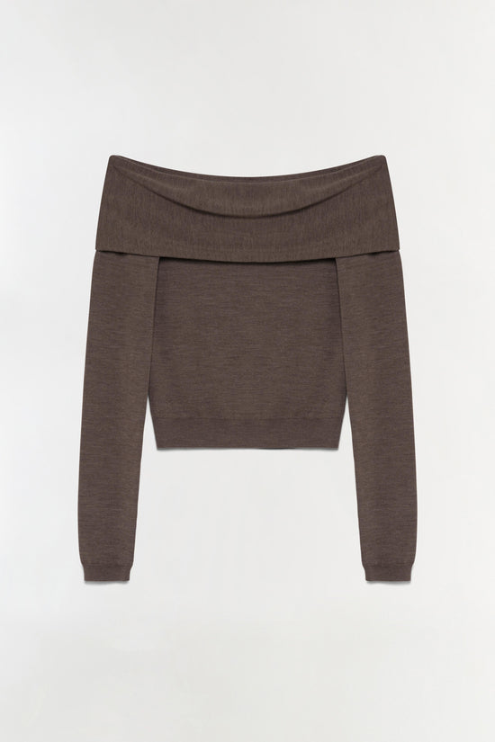 Delphia Off-Shoulder Merino Wool Sweater