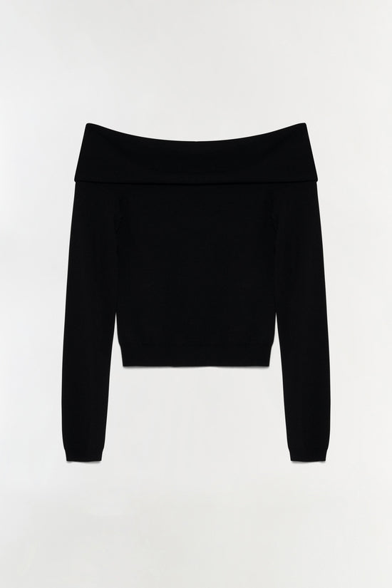 Delphia Off-Shoulder Merino Wool Sweater