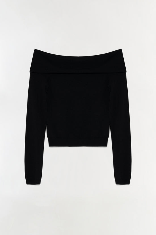 Delphia Off-Shoulder Merino Wool Sweater