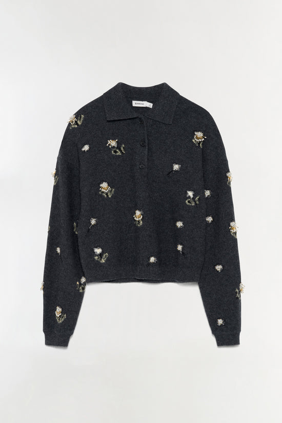 Zarelle Embellished Wool Cashmere Polo