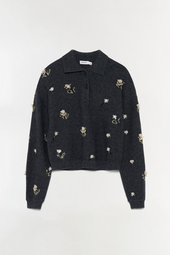 Zarelle Embellished Wool Cashmere Polo