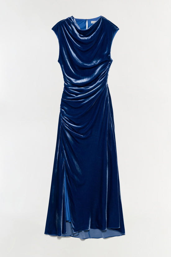 Burke Draped Velvet Midi Dress