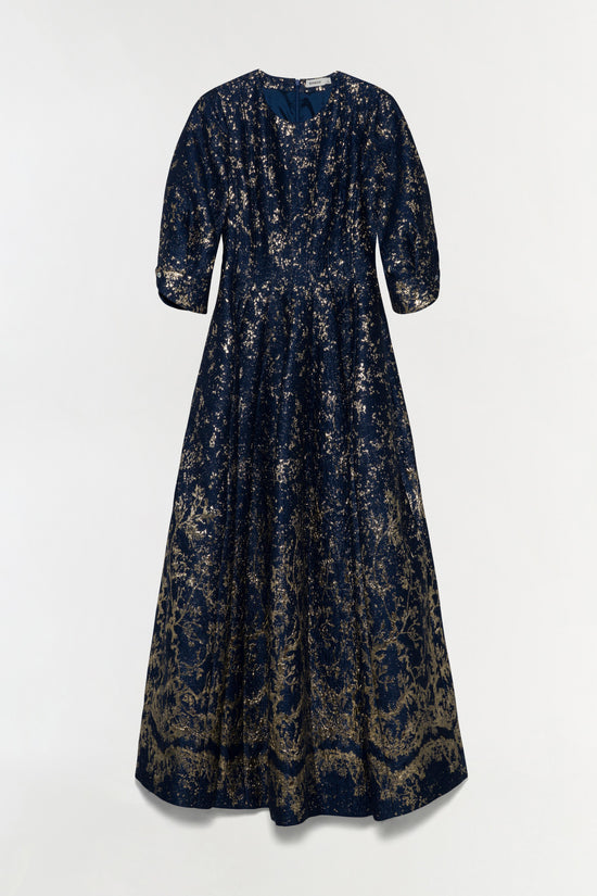 Claravelle Metallic Jacquard Gown