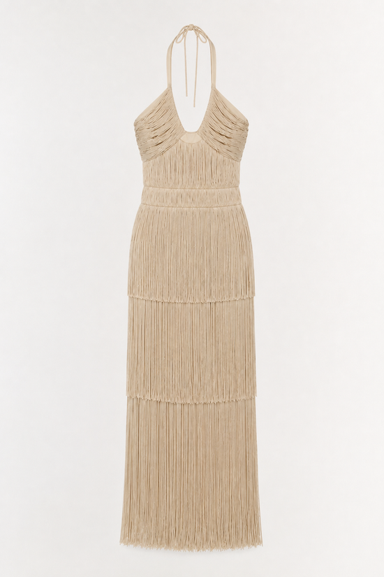 Baldwin Draped Fringe Gown