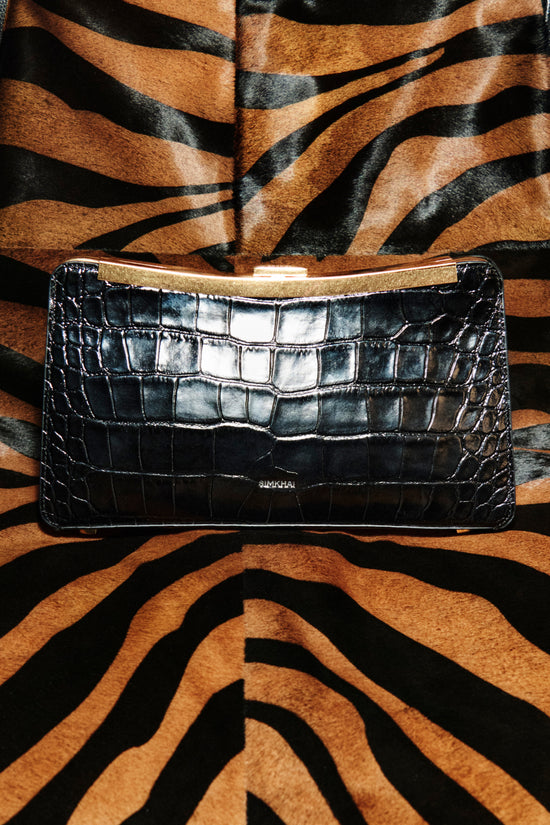 Solange pochette in pelle effetto coccodrillo