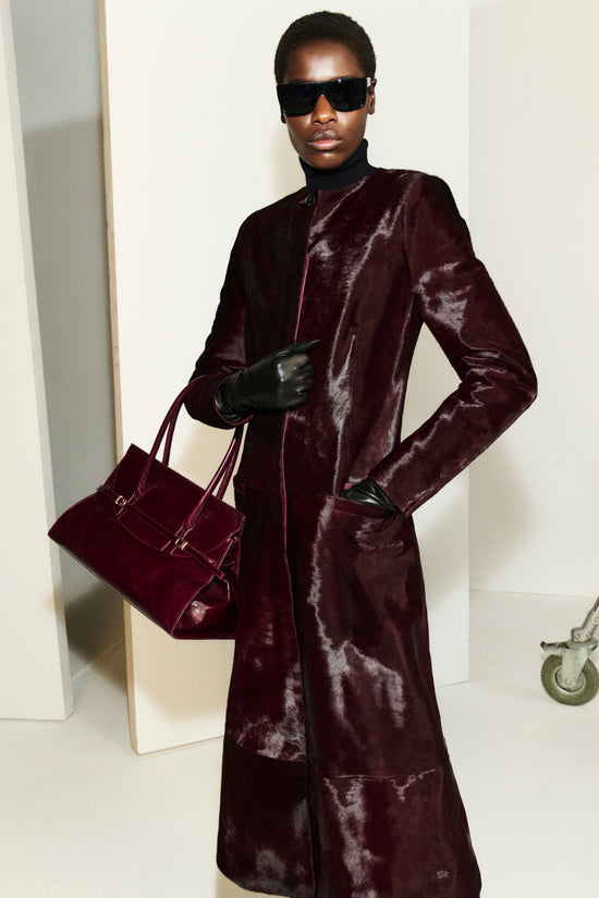 Manteau Bowie en poulain sans col