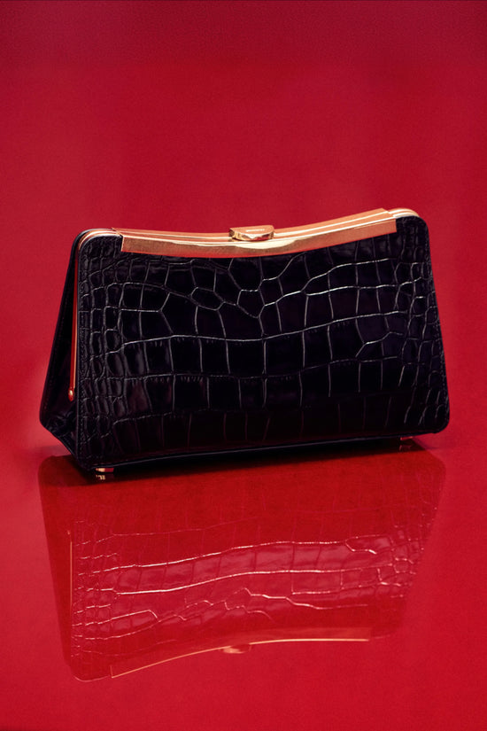 Solange Croc-Embossed Leather Clutch
