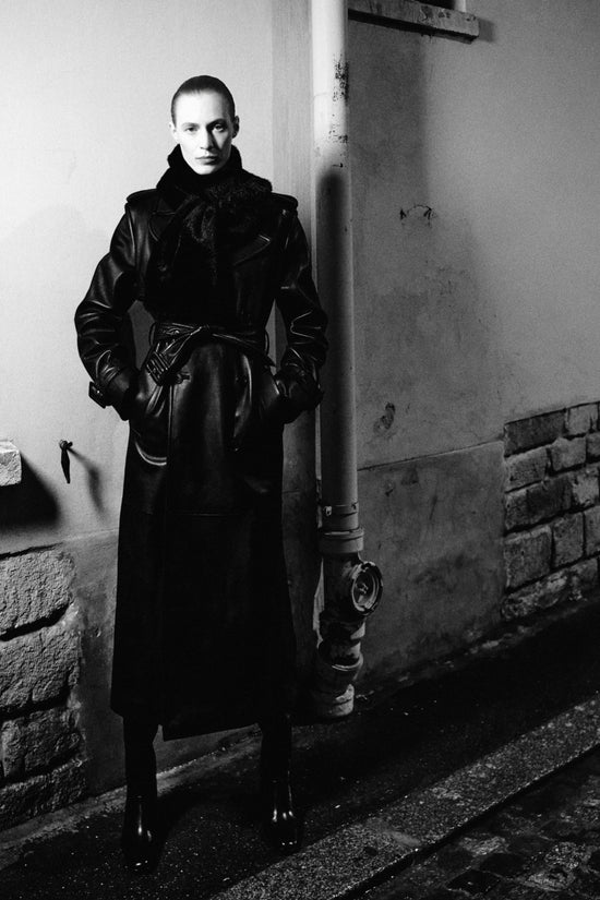 Oteria Belted Leather Coat