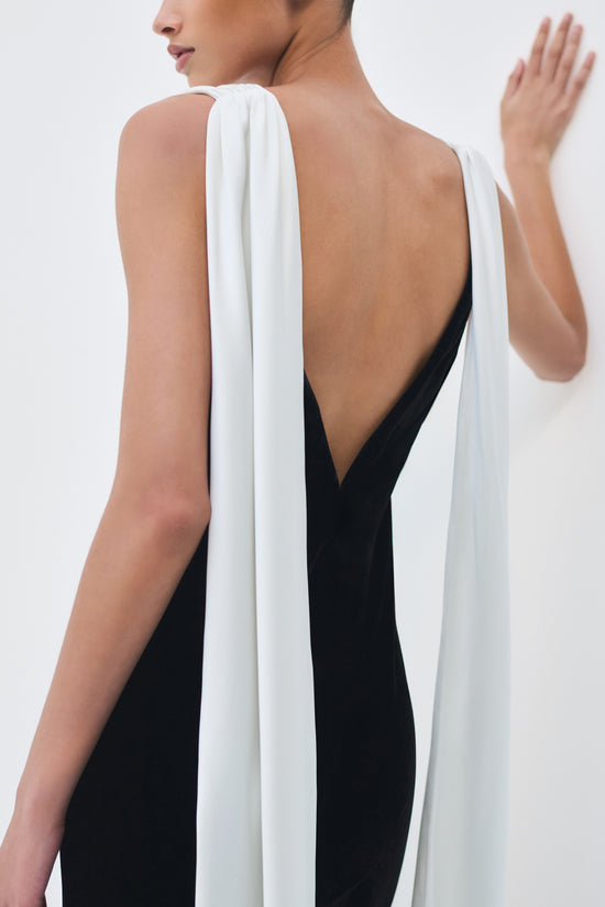 Mariselle Draped Velvet Gown