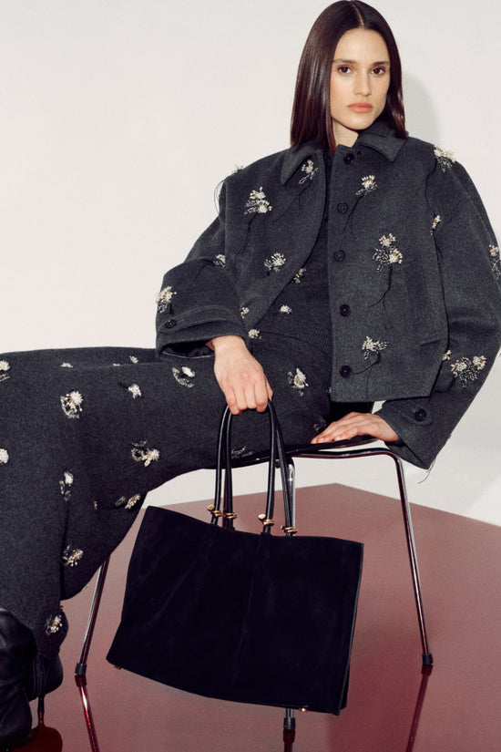 Chelly Embellished Wool Cashmere Midi Skirt