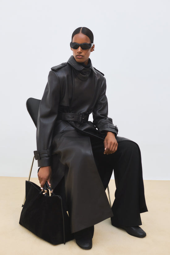 Oteria Belted Leather Coat
