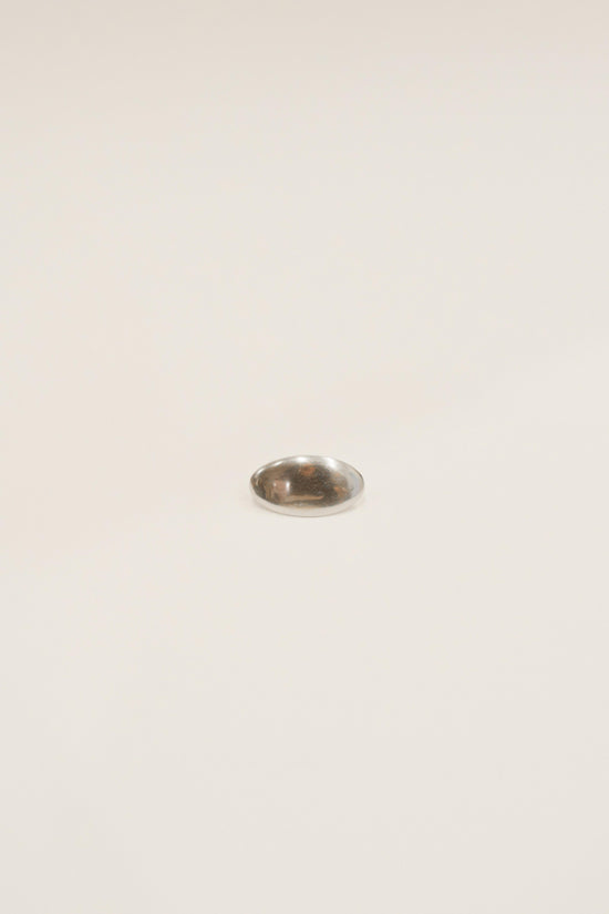 Silver-toned double ring with polished oval dome design.