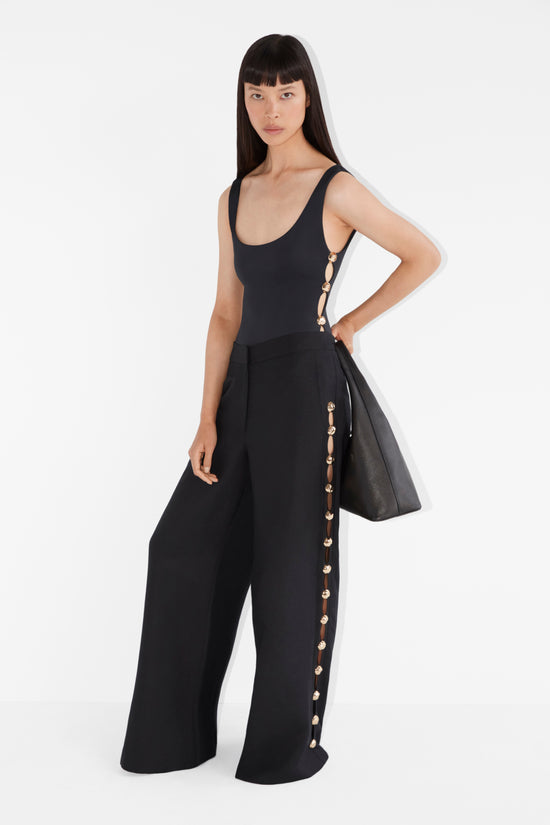 Cayman Studded Linen Wide Leg Pant