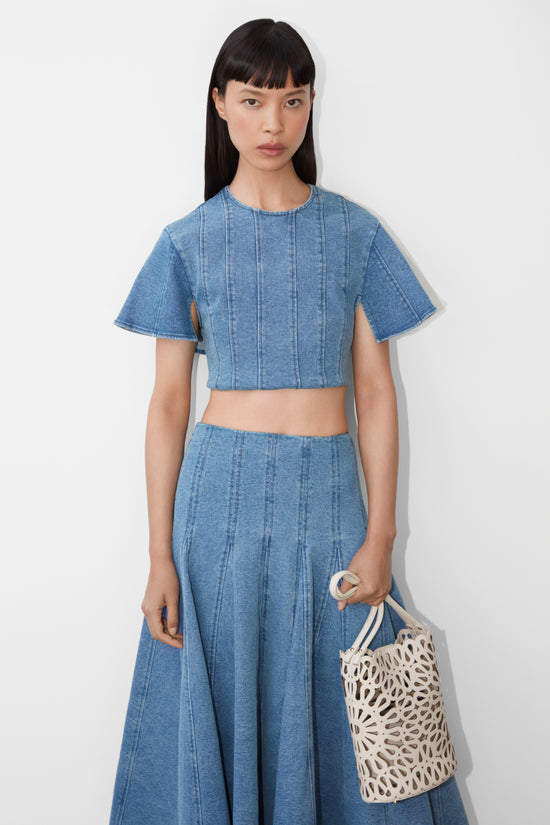 Taylan Structured Denim Midi Skirt