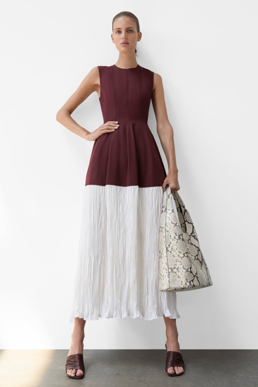 pleated midi dress sale Donna Karan Pleated Floral Dress - Multi - Size 10