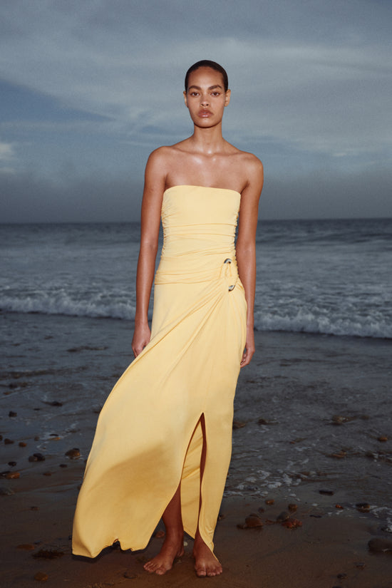 Emma Strapless Draped Jersey Bustier Gown