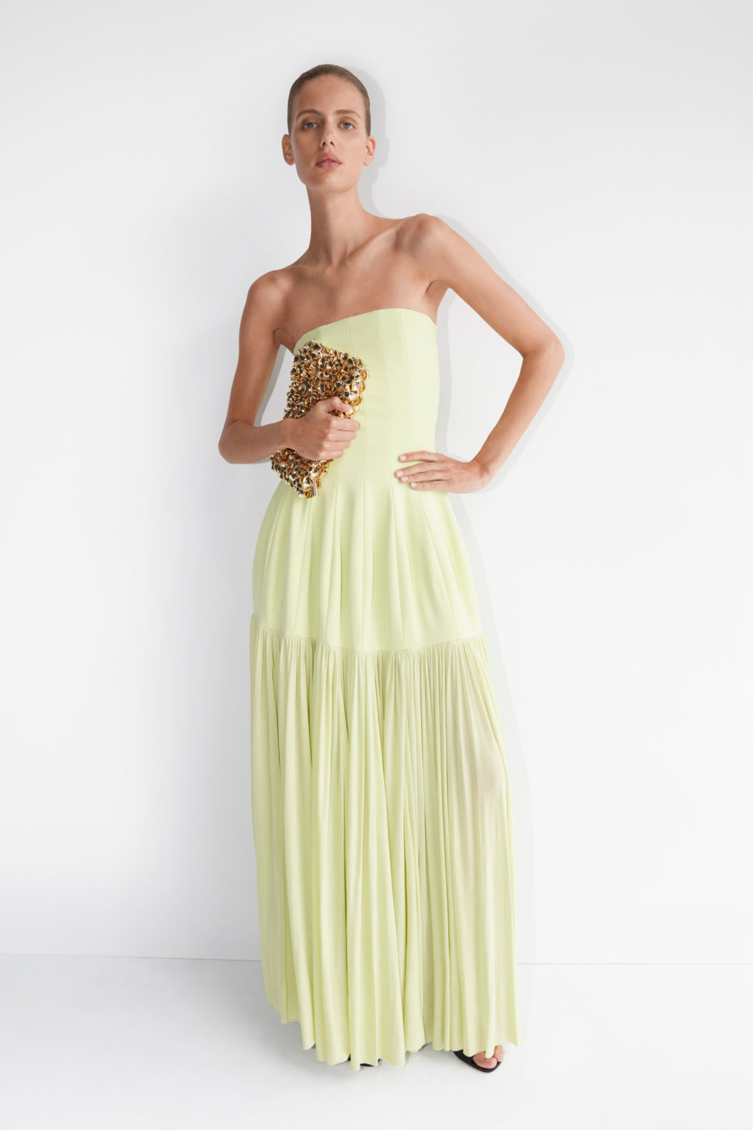 Sandrine Draped Jersey Bustier Midi Dress SIMKHAI Sandrine Draped Jersey Bustier Midi Dress SIMKHAI