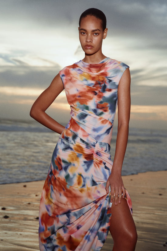 Acacia Draped Jersey Midi Dress