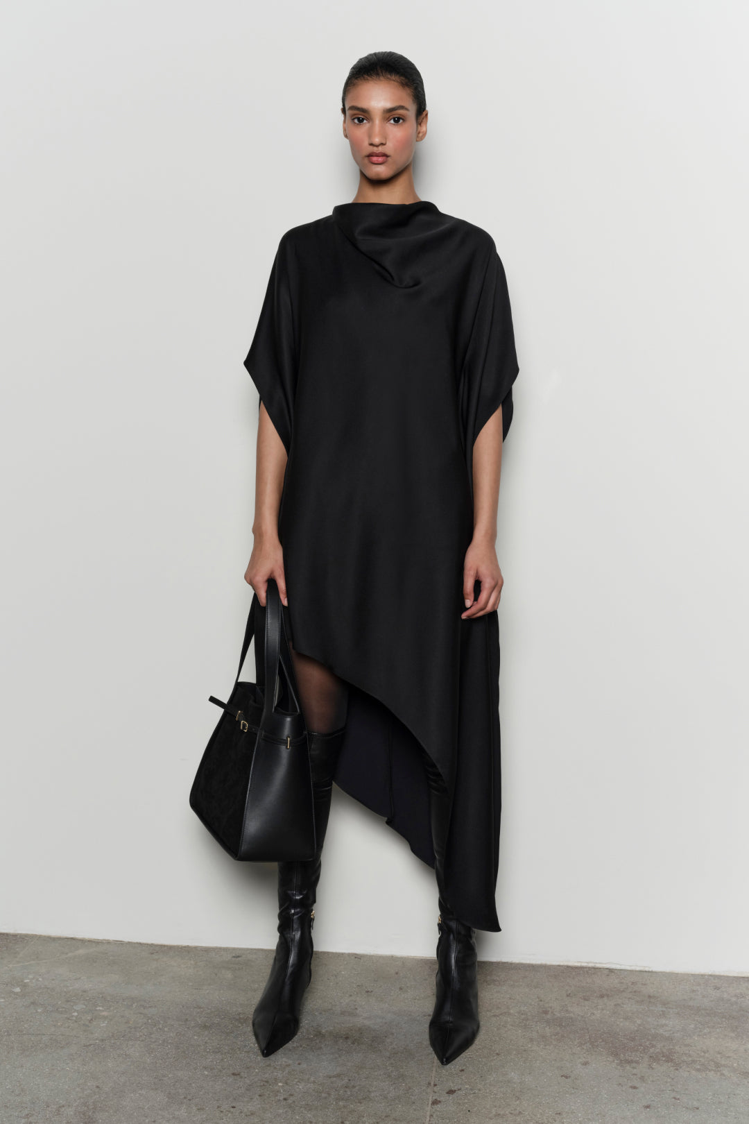 Simkhai Women's Sadia Satin Mini Cape Dress in Black, Size 4 Simkhai Women's Sadia Satin Mini Cape Dress in Black, Size 4