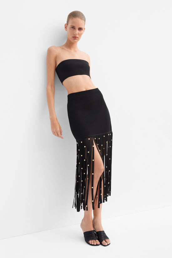Melva Knit Embellished Midi Skirt