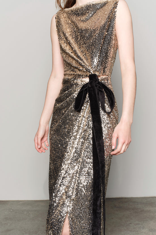Felicity Draped Sequin Gown