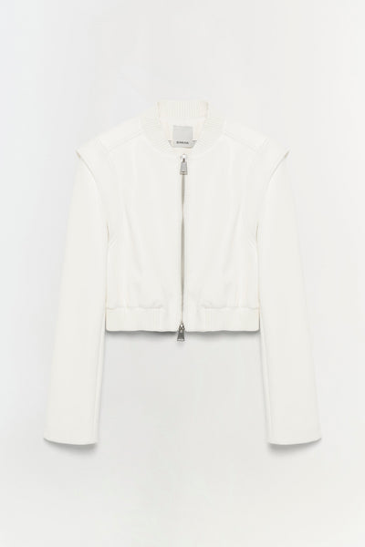 Doreen Vegan Leather Cropped Jacket - Ivory | SIMKHAI