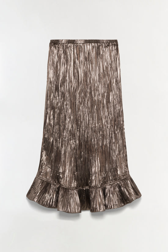 Roan Metallic Plisse Midi Skirt