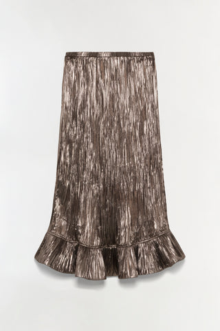 Roan Metallic Plisse Midi Skirt
