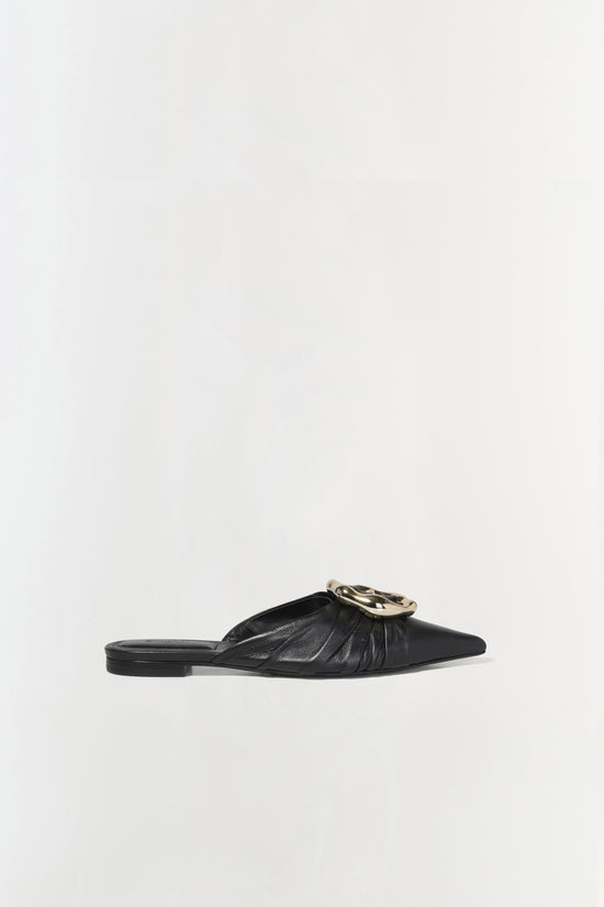 Belle Leather Flat Mule