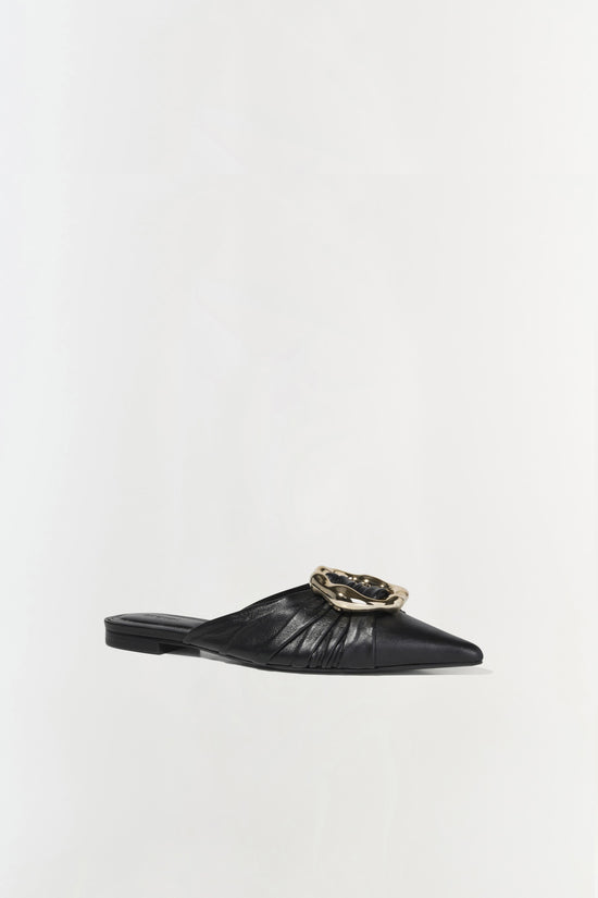 Belle Leather Flat Mule