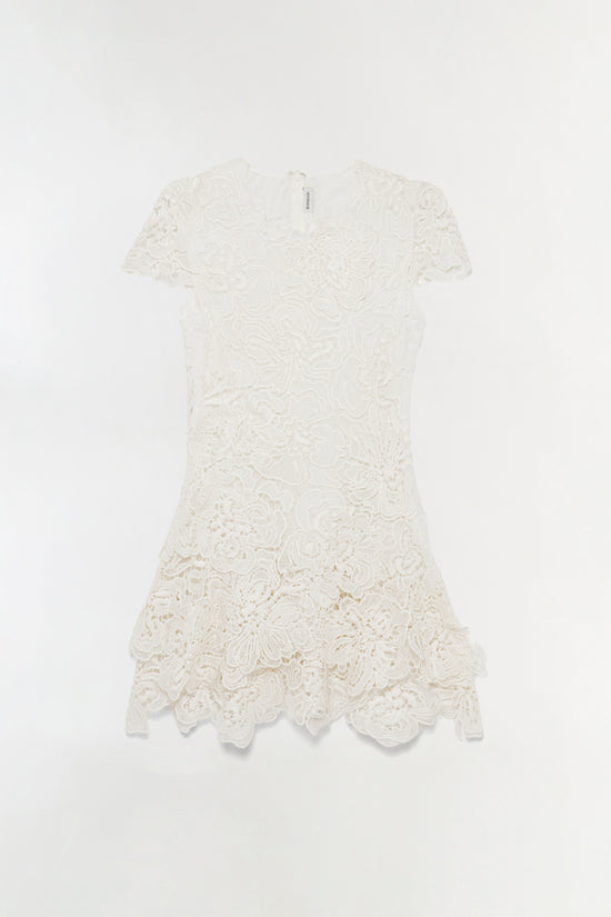 SIMKHAI Women's Holloway Embroidered Mini Dress in White, Lace, Size 6 SIMKHAI Women's Holloway Embroidered Mini Dress in White, Lace, Size 6