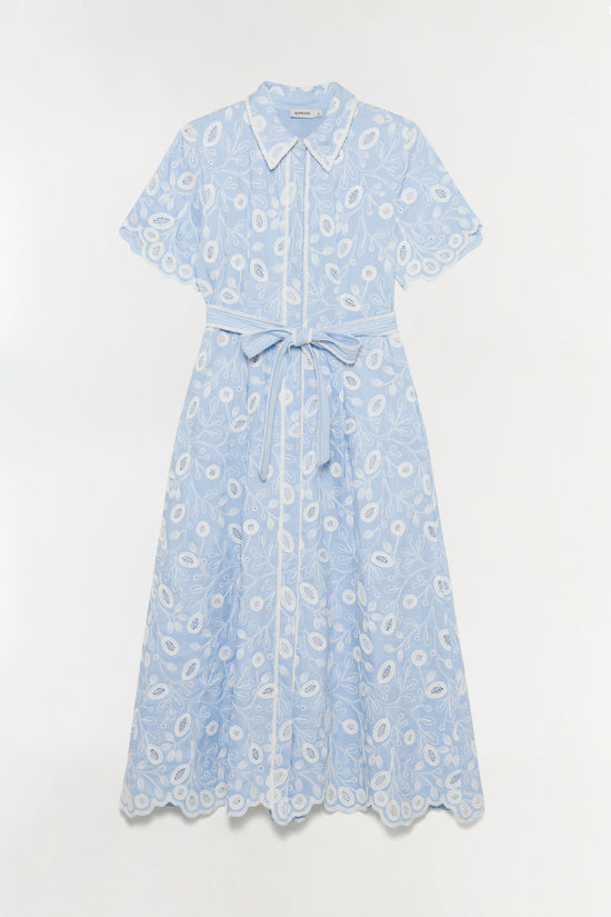 Audria Belted Linen Midi Dress