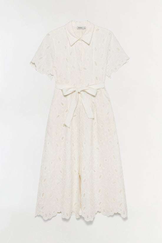 Audria Belted Linen Midi Dress