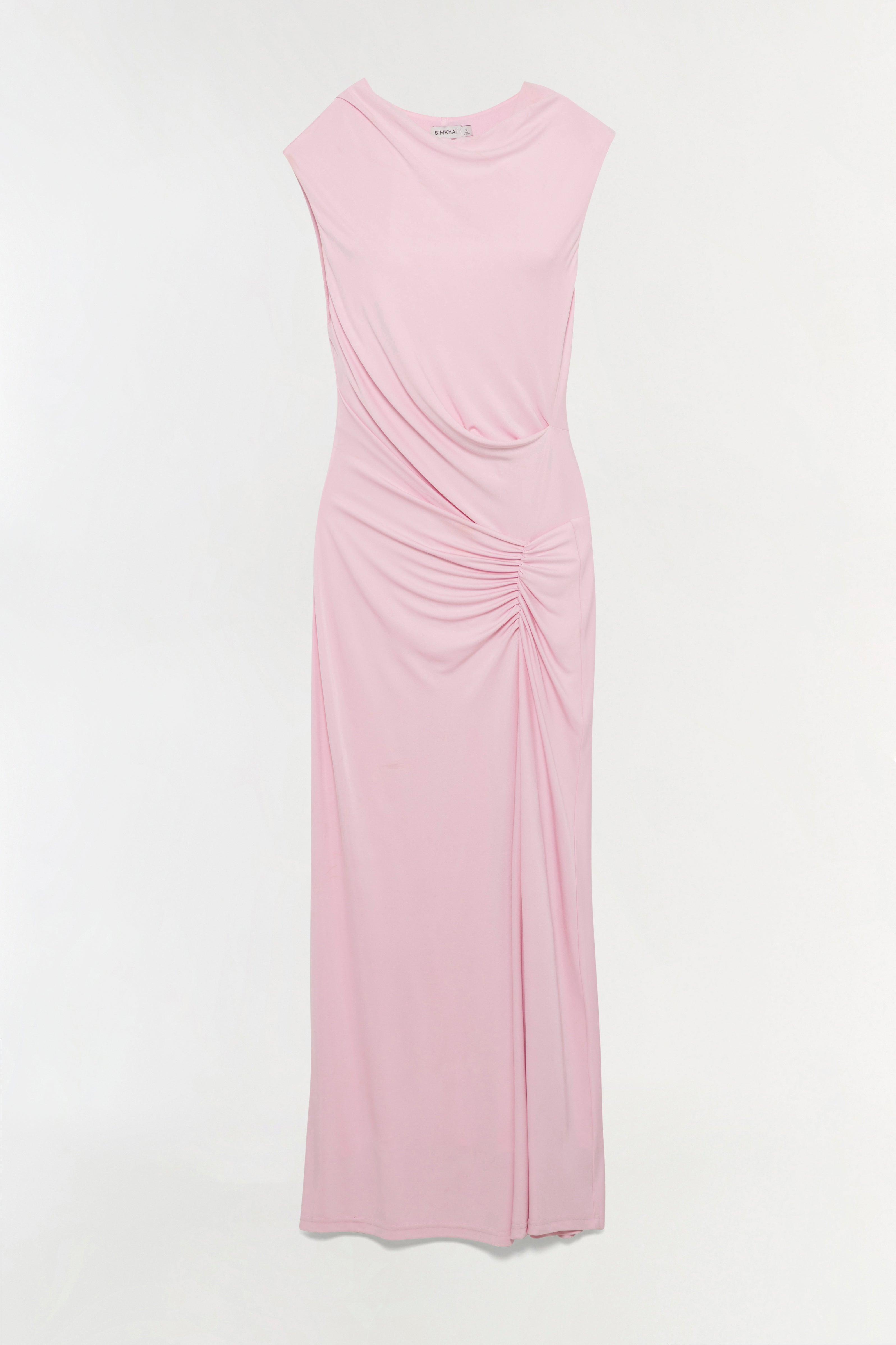 SIMKHAI Acacia Draped Jersey Midi Dress in Pink - Size S SIMKHAI Acacia Draped Jersey Midi Dress in Pink - Size S